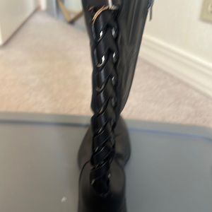 Barneys New York Black leather moto boots